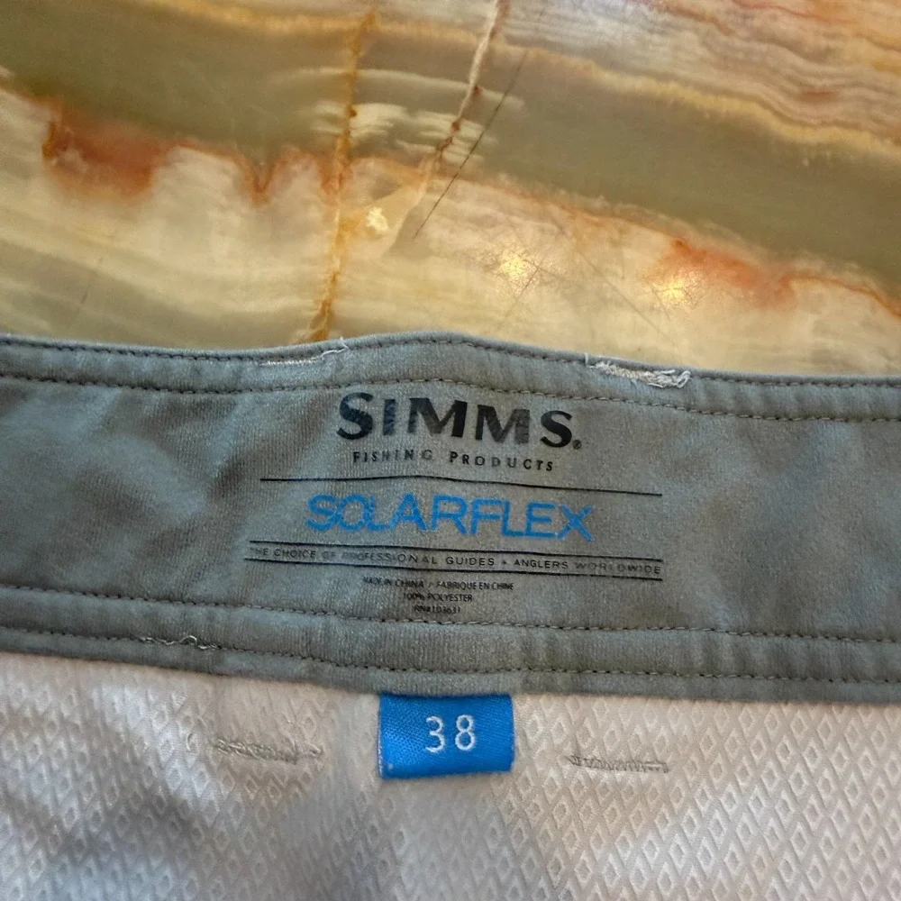 Simms‎ Mens SolarFlex Guide Fishing Cargo Shorts Beige Hiking Outdoor Size 38